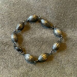 Oxidized Silver bean link bracelet